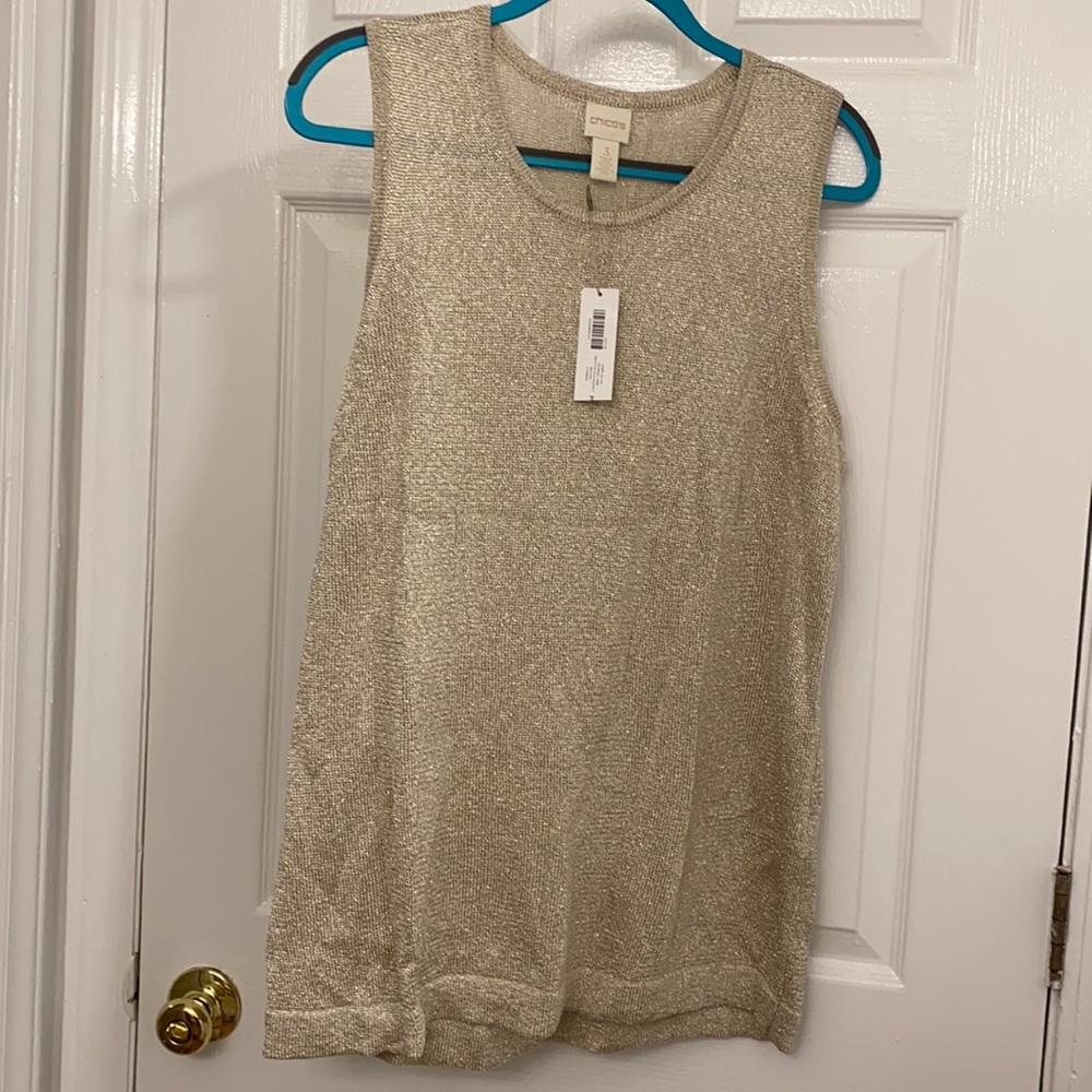 NWT Chico’s Size 3 Shiny Sleeveless Top